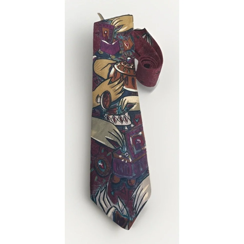 VTG The Beatles Abstract Pattern 100% Silk Tie Made In USA Hide Your Love Away